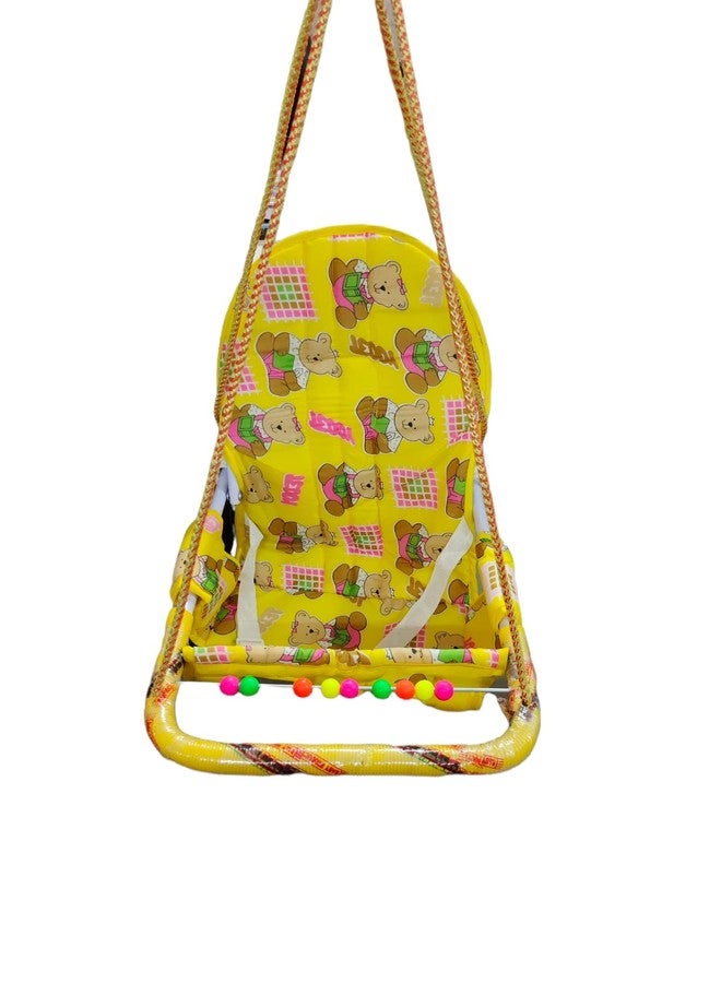 Maanit Cotton Swing Chair Folding and Washable, 1-5 Years with Safety Belt,Swing for Kids indoor and Outdoor Jhula for Babies,Baby Hanging Swing Jula (Yellow) - Image 1